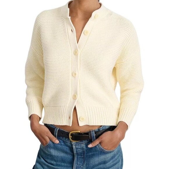 Alex Mill Nico Ivory Crewneck Cotton Cardigan NWT Size Medium Women’s - Picture 3 of 6